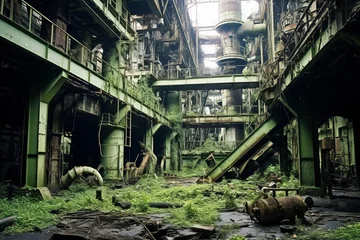 Fotobehang 巨大なプラント設備を有する工場の廃墟 © Kinapi