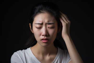 頭痛に悩む若い女性