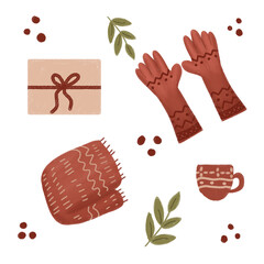 set of autumn drawn icons