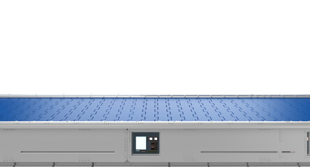 Empty blue conveyor belt on white background