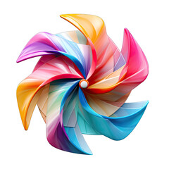 Vibrant Pinwheel Spinning Isolated on Transparent or White Background, PNG