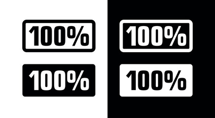 A set of stickers or icons "100%". Sticker for sale or discount. Designation of better, quality or approval. Printing for applying to the best, high-quality goods or services.