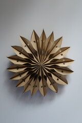 origami craft papersnowflakes in scandinavian style, winter decoration, swedish style decor