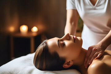 Obraz na płótnie Canvas Woman in Massage Therapy with masseuse