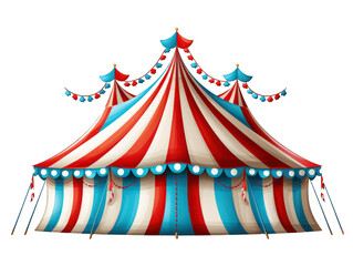 Circus Tent with Colorful Stripes Isolated on Transparent or White Background, PNG