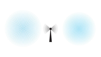 Digital technology radio wave illustration on white background - obrazy, fototapety, plakaty