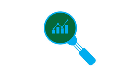 A magnify glass in site show business graph .vector icon 