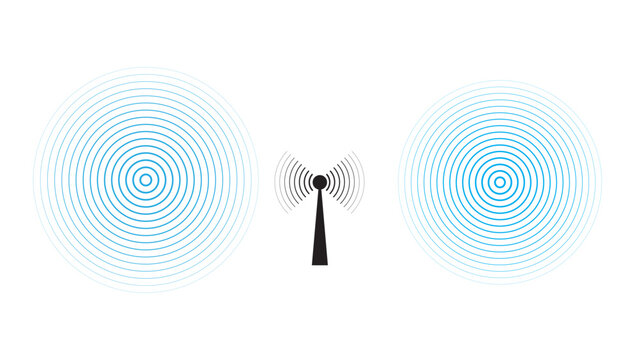 Digital technology radio wave illustration on white background
