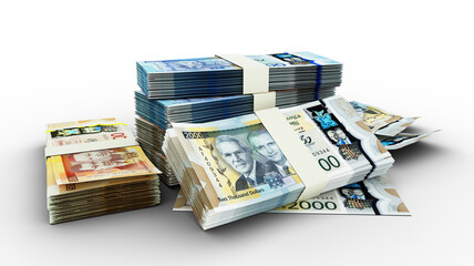 3D Stacks of Jamaican dollar notes isolated on transparent background