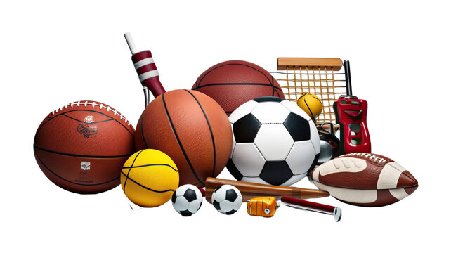 Set of sport items isolated on white background 