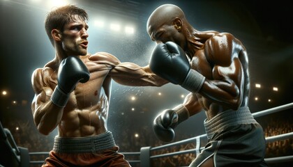 Fototapeta na wymiar Intense Boxing Match Action