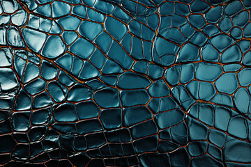 Close up blue leather texture, background.