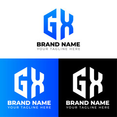 G X Double Letters Polygon Logo, Two letters G X logo design, Minimalist creative vector logo design template
