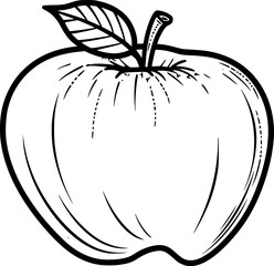 outline illustration of apple for coloring page