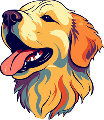 Happy golden retriever, abstract vector art style
