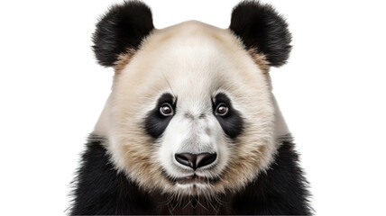 panda face shot isolated on transparent background cutout  - obrazy, fototapety, plakaty