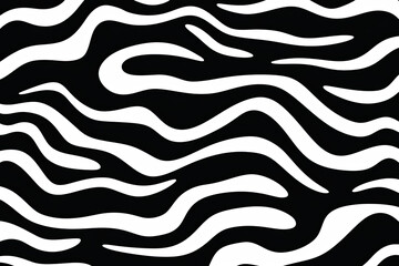 Obraz premium black and white pattern with lines, Wavy and swirled brush strokes vector seamless pattern. Bold curved lines and squiggles ornament. Seamless horizontal banner with doodle bold lines.