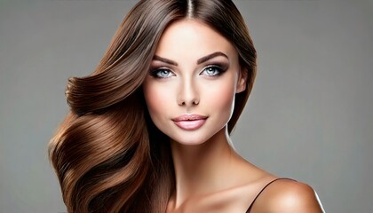 Fototapeta premium Timeless Elegance: Fictional Woman on Plain Background