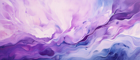 Fototapeta na wymiar Abstract Marbled Acrylic Paint Ink Wave: Amethyst and Ivory