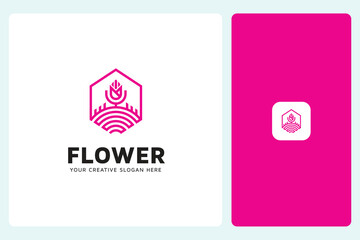 Hexagonal Flower Logo Design Template