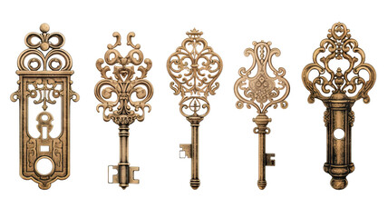 Vintage keyholes collection isolated on white background 