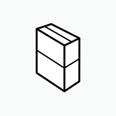3D Box Icon Within Line Art Style. Package, Product Symbol - Vector. 