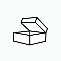 3D Box Icon Within Line Art Style. Package, Product Symbol - Vector. 