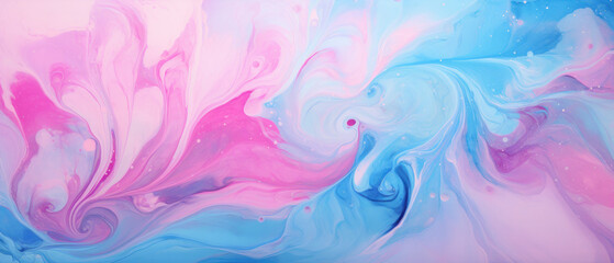 Abstract Marbled Acrylic Paint Ink Wave - Fuchsia and Sky Blue