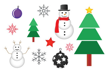 Free vector flat christmas element collection