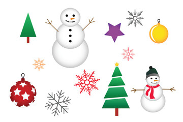 Free vector flat christmas element collection