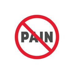 No pain vector sign. Red prohibition simple icon.