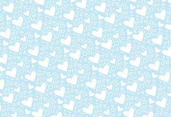 Light blue heart seamless patterns background Valentine Day, baby shower vector. pastel color endless backgrounds with hearts. For paper, textiles, cards, wedding, baby shower