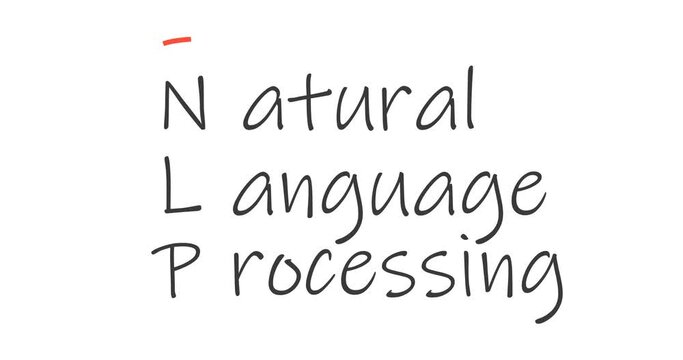 NLP Natural Language Processing. Cognitive computing technology concept. Acronym typing