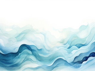 Abstract Water Ink Wave - Baby Blue and Denim Blend Watercolor