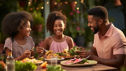 family eating lunch together