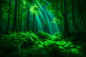 green forest in the morning 4k, 8k, 16k, full ultra HD, high resolution and cinematic photography