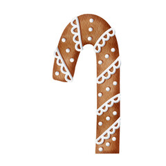 Watercolor christmas candy cane Gingerbread.