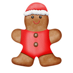 Watercolor christmas man Gingerbread.