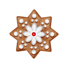 Watercolor christmas snowflake Gingerbread.