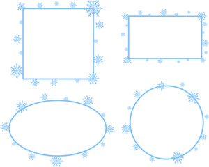 Frame with snowflake collection. Christmas snowflake  corner frame.. Vector illustration.