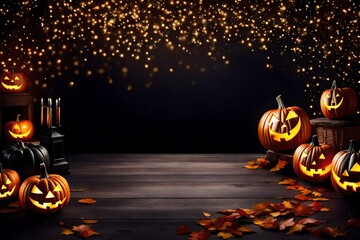 halloween background with pumpkins and candles 4k, 8k, 16k, full ultra HD, high resolution and cinematic photography