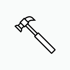 Hammer Icon. Workshop, Mechanics. Carpentry Equipment Symbol - Vector.