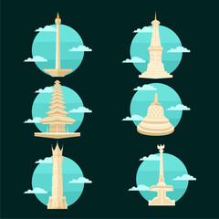 bundle icon landmark building design vector