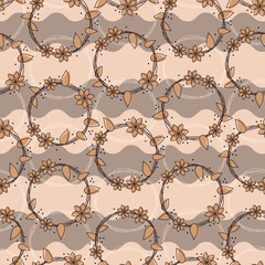 Cute and Simple Stripey Flower Wreath Illustration as Seamless Pattern Design