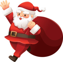 Santa Claus carrying present big bag illustration