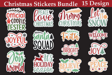 Fototapeta na wymiar Christmas Stickers Bundle