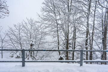 snow scene in murren switzerland during witnter - 673061956