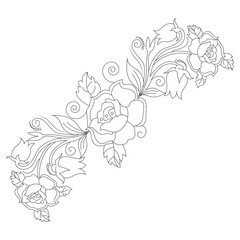 Rose Tree Flower Coloring Book Page Vector Design