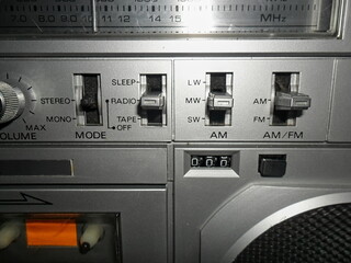 close up of a radio cassette recorder