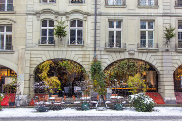 Old town bern winter scene switzerland - 673062598